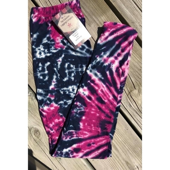 KID'S PInk & Purple Tye Dye Multi Print Full Length Leggings Size S/M NWT - Picture 1 of 2